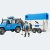Bruder Land Rover Defender Polizei Mit Pferdeanhänger Und Pferd Und Polizist
