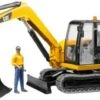 BRUDER 2466 Cat Minibagger Mit Bauarbeiter 1:16